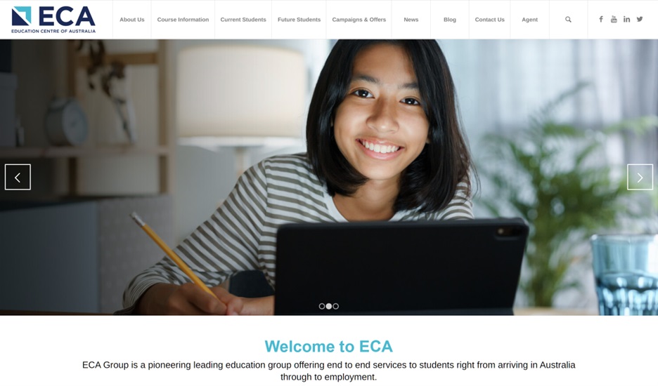 وب سایت ECA – Education Centre of Australia