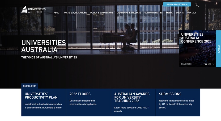 وب سایت Universities Australia